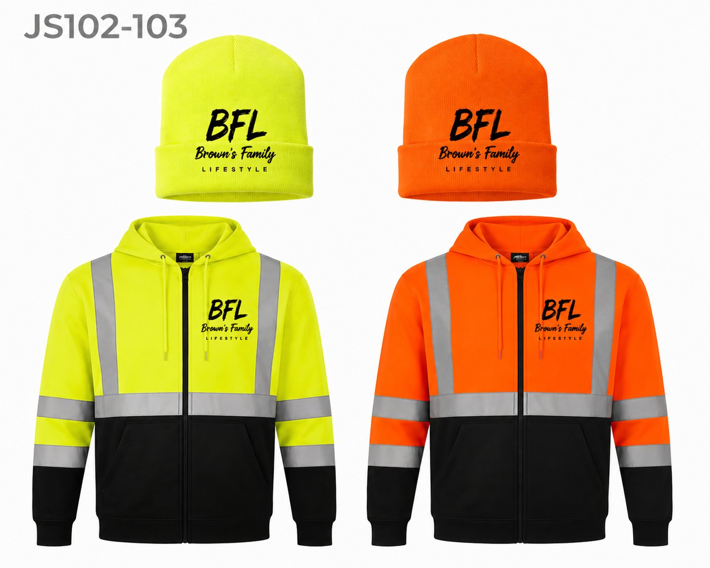 Custom kishigo unisex hi-Vis full- zip hooded sweatshirt