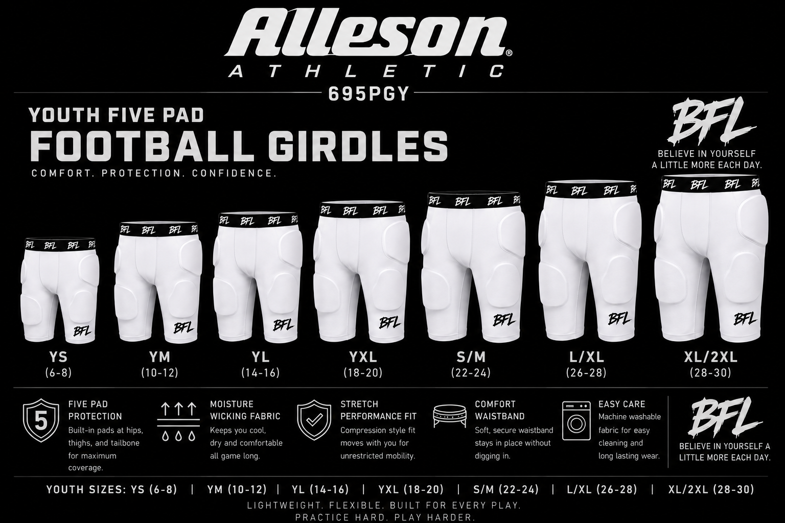 Youth 5 pad girdles