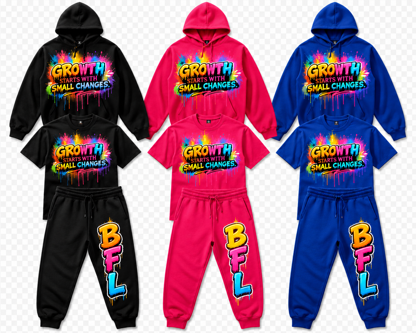 Custom 3 piece hoodie sweatpant and t shirt