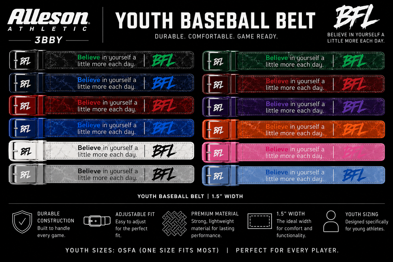 custom youth baseball belts