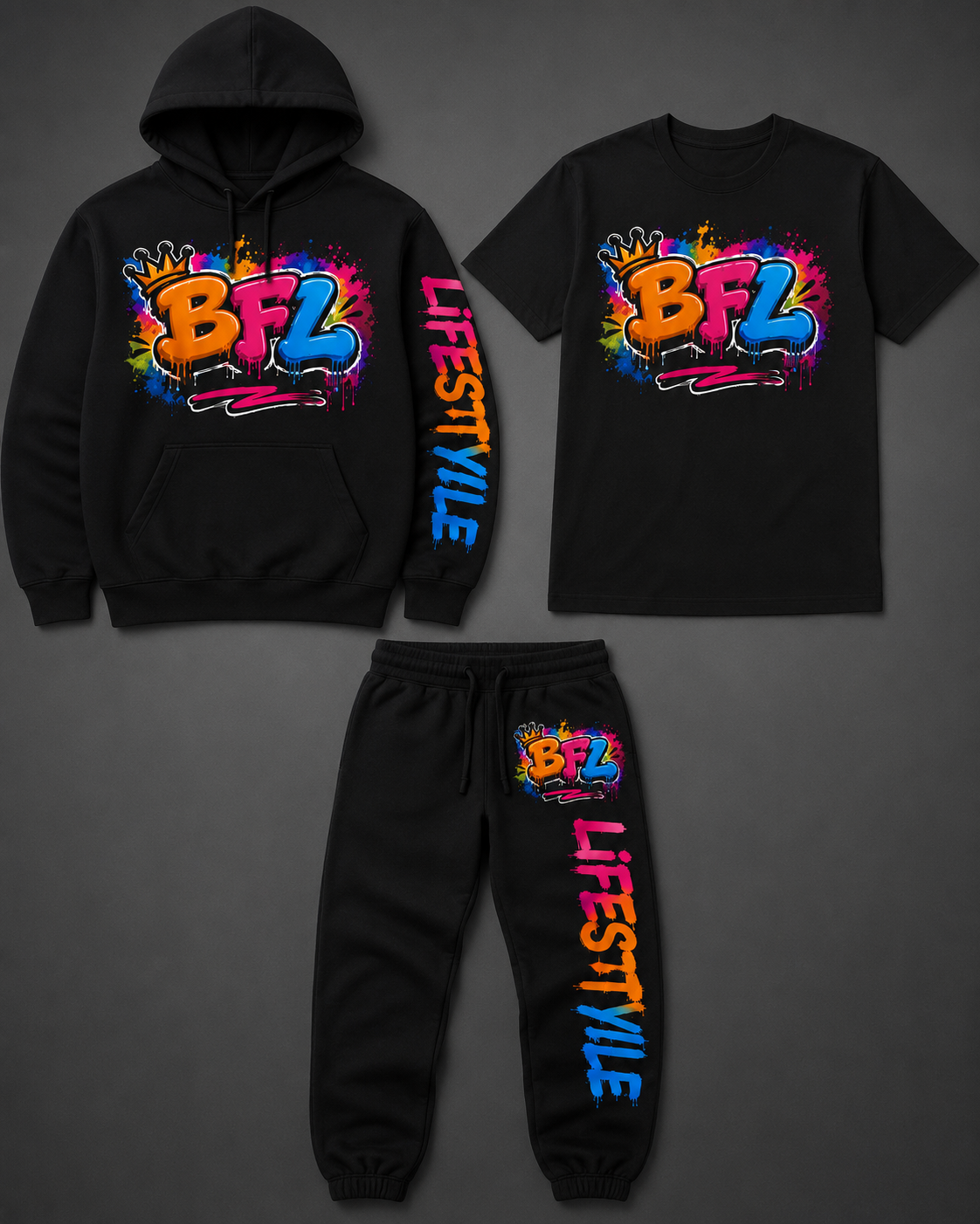 Custom 3 piece set hoodie shirt sweatpant