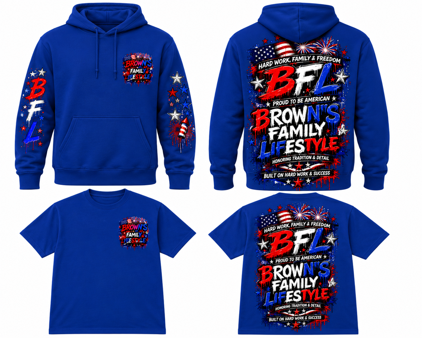 Custom Front and back hoodies and t shirts 4th of July