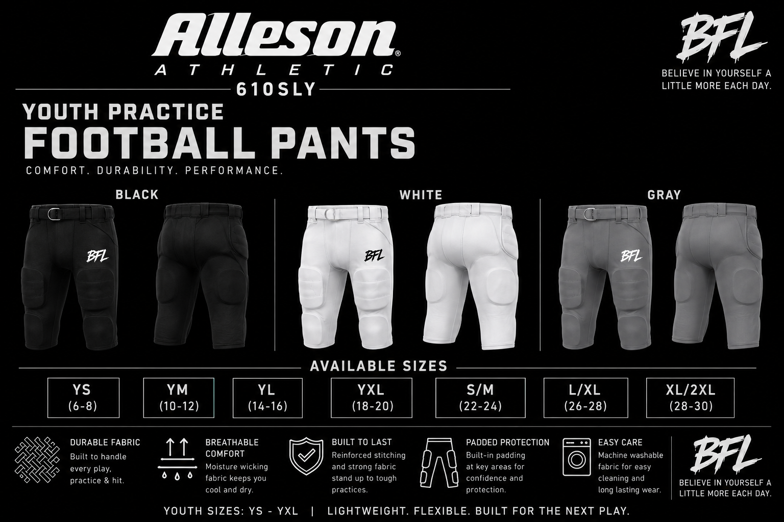 Youth football practice pants